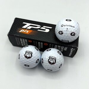 TaylorMade TP5 Pix Georgia Bulldogs UGA College Logo Golf Balls – Set of 3